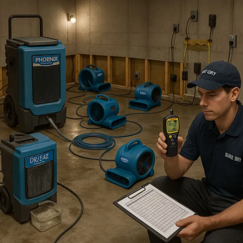 Structural Drying and Dehumidification process in McFarland, WI